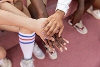 Picture of team mate hands together